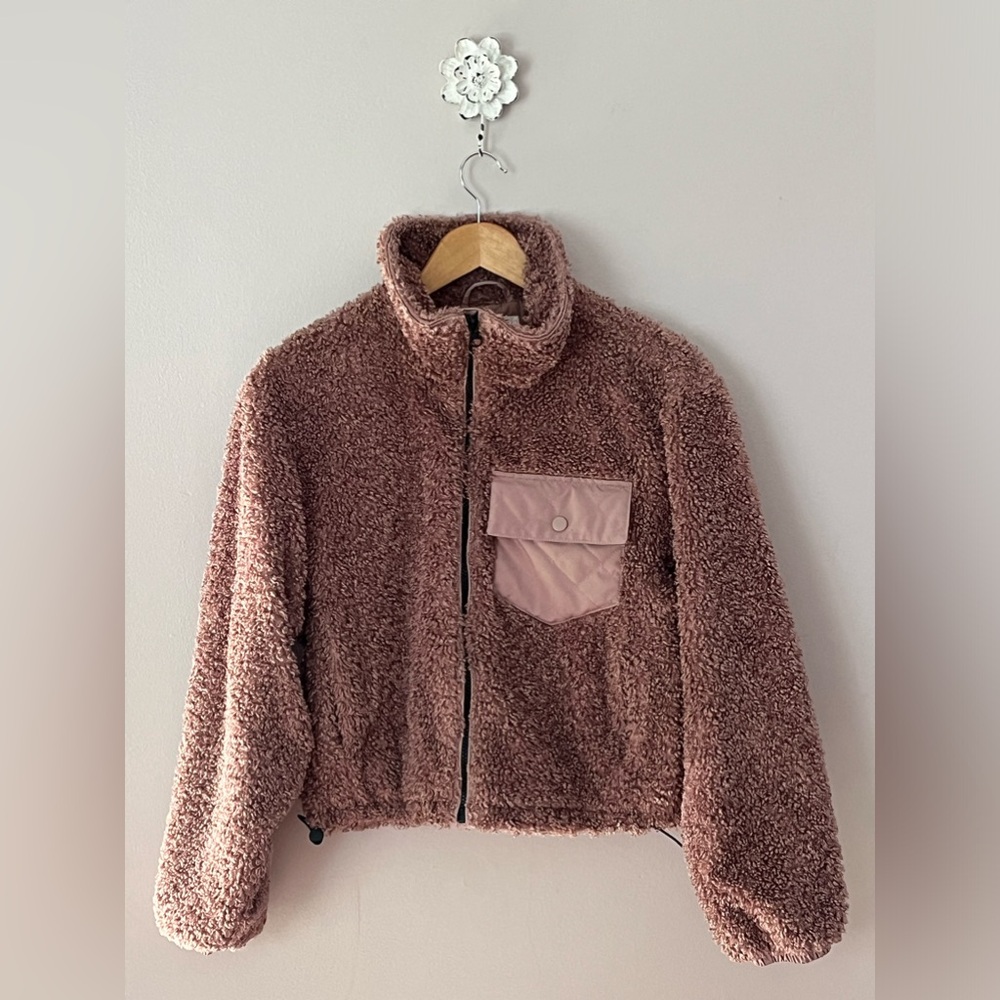 Women’s Garage Sutton Sherpa Teddy Bear Bomber Crop  Oversized Jacket  Coat